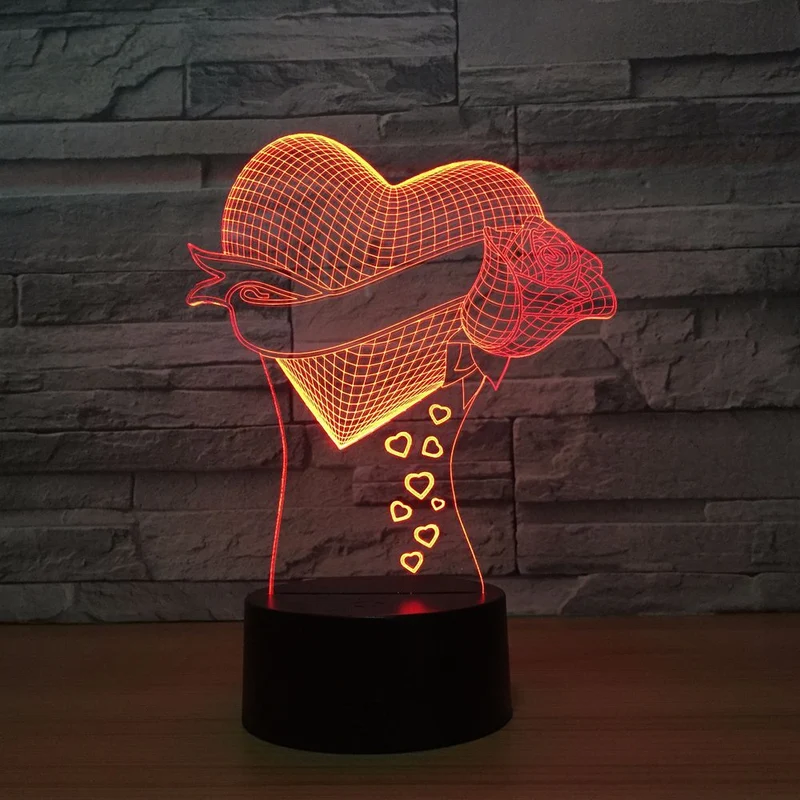 Romantische Lampe mit Herz Motiv - Mit Farbwechsel und 3D Effekt