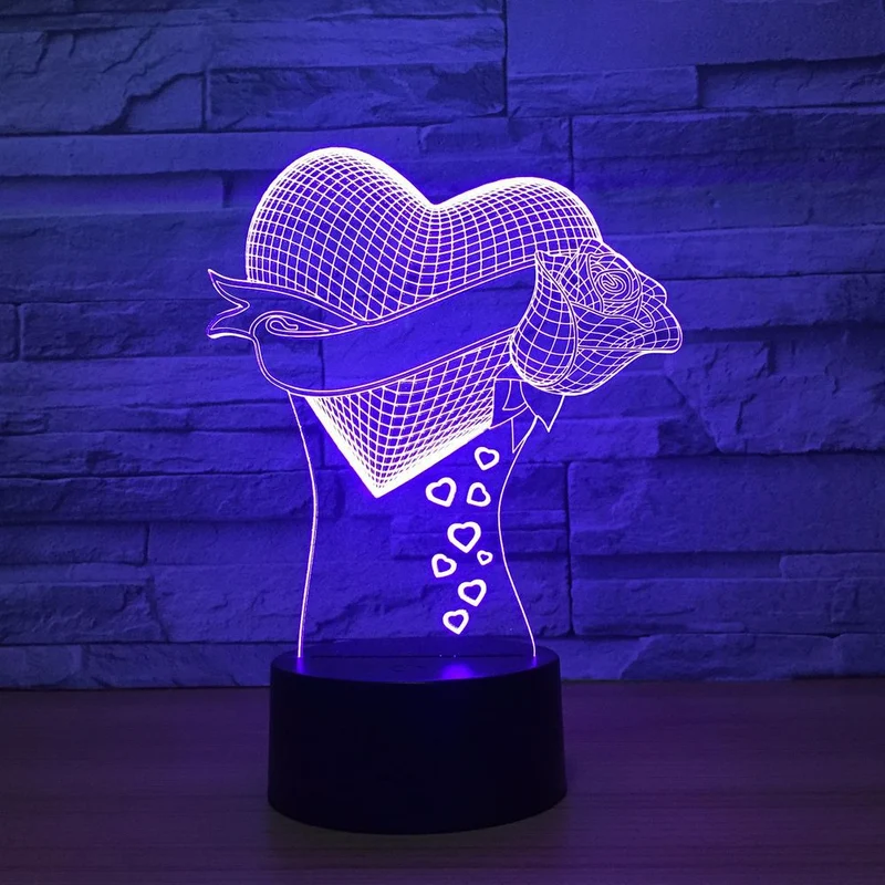 Romantische Lampe mit Herz Motiv - Mit Farbwechsel und 3D Effekt