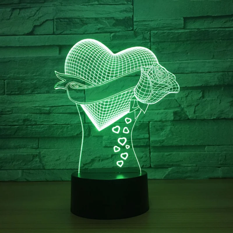 Romantische Lampe mit Herz Motiv - Mit Farbwechsel und 3D Effekt