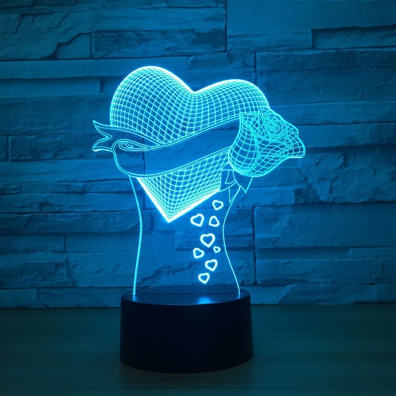 Romantische Lampe mit Herz Motiv - Mit Farbwechsel und 3D Effekt