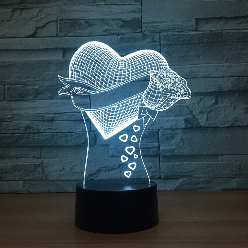 Romantische Lampe mit Herz Motiv - Mit Farbwechsel und 3D Effekt