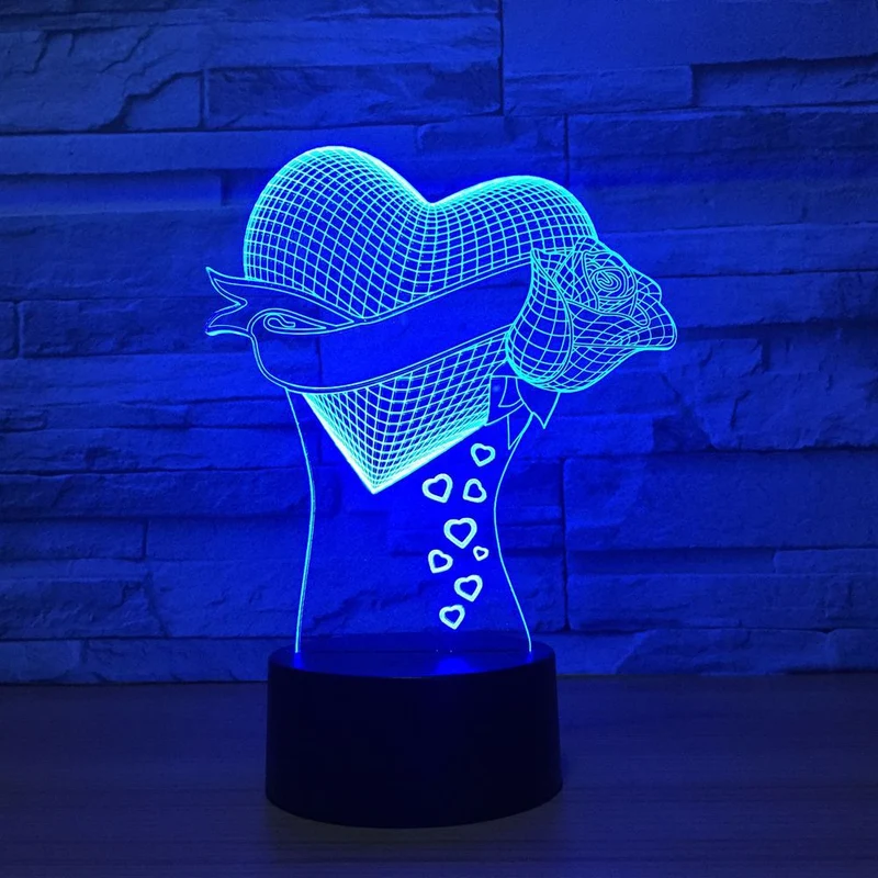 Romantische Lampe mit Herz Motiv - Mit Farbwechsel und 3D Effekt