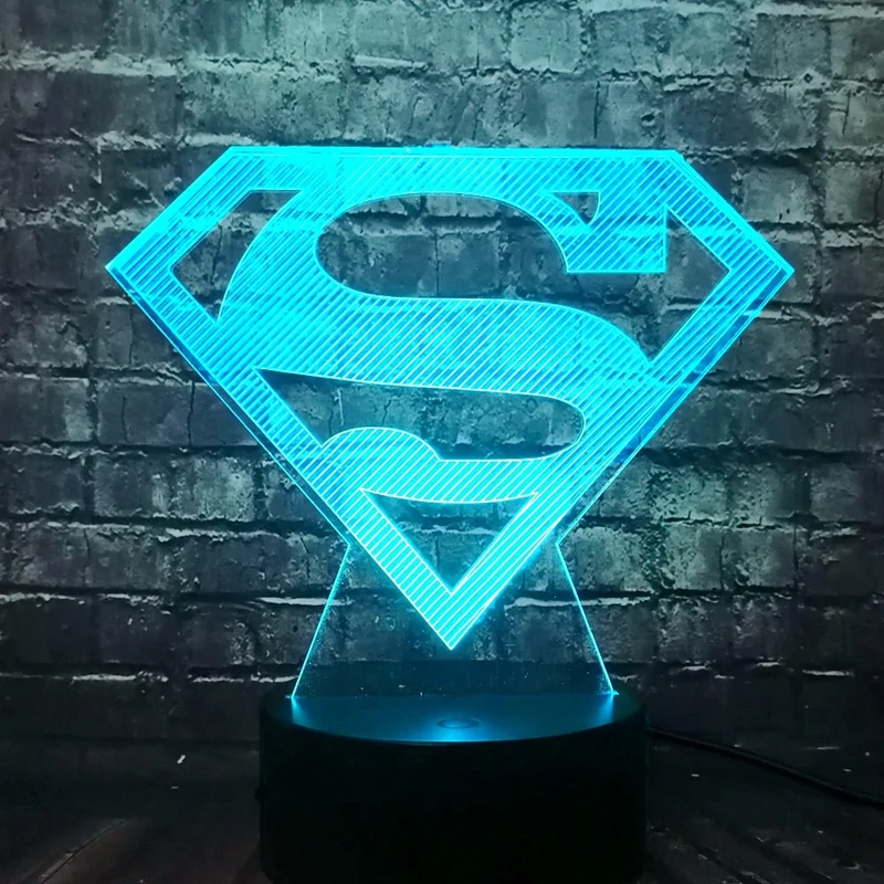 Batman / Superman Logo Lampe mit Farbwechsel und 3D