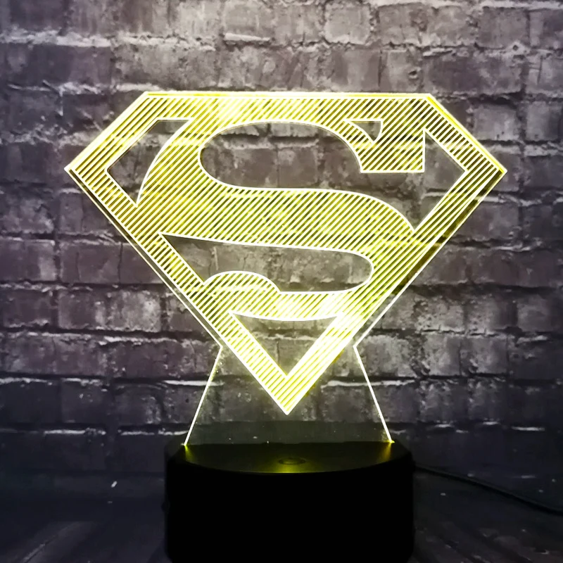 Batman / Superman Logo Lampe mit Farbwechsel und 3D