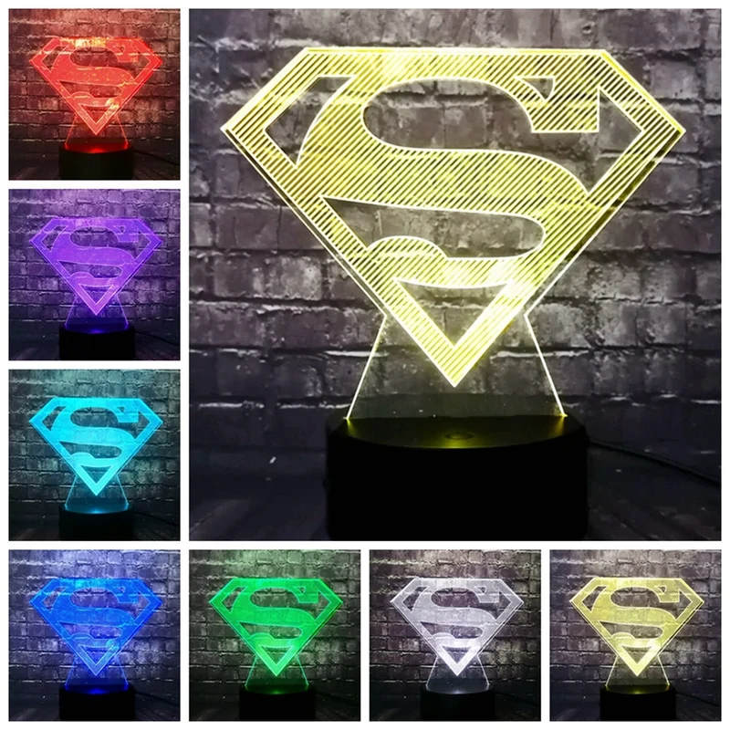 Batman / Superman Logo Lampe mit Farbwechsel und 3D