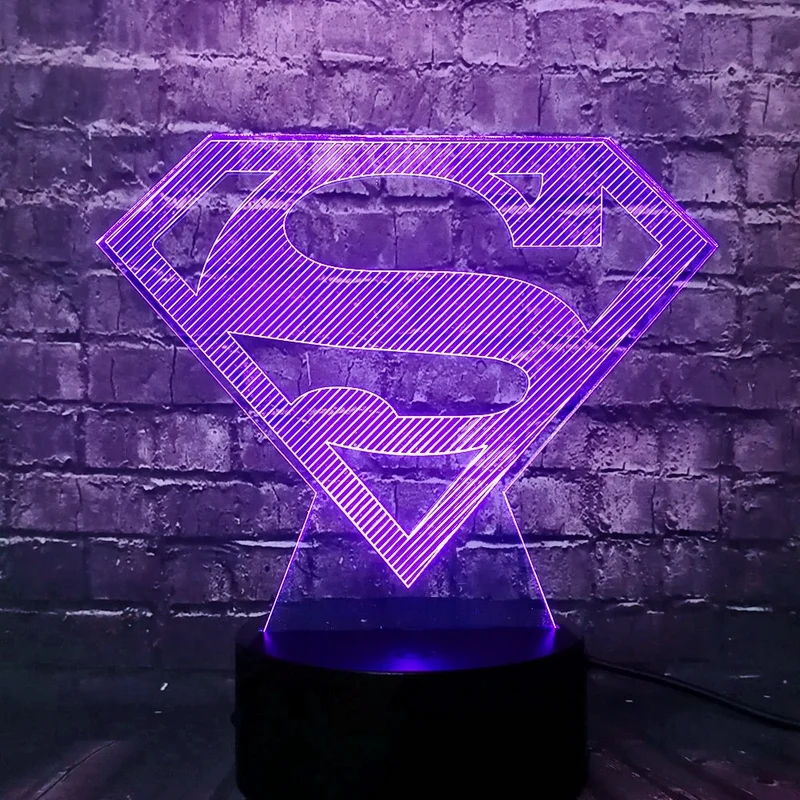 Batman / Superman Logo Lampe mit Farbwechsel und 3D