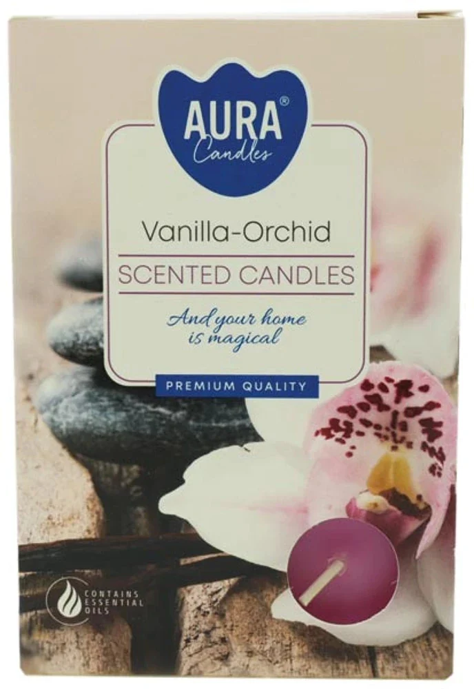 Duft-Teelichte 6er Pack – Jasminblüte, Vanille-Orchidee, Liebe – ca. 4 Std Brenn