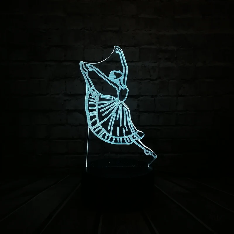 3D LED Lampe - Tänzerin mit bis zu 7 Farben Farbwechsel Effekt