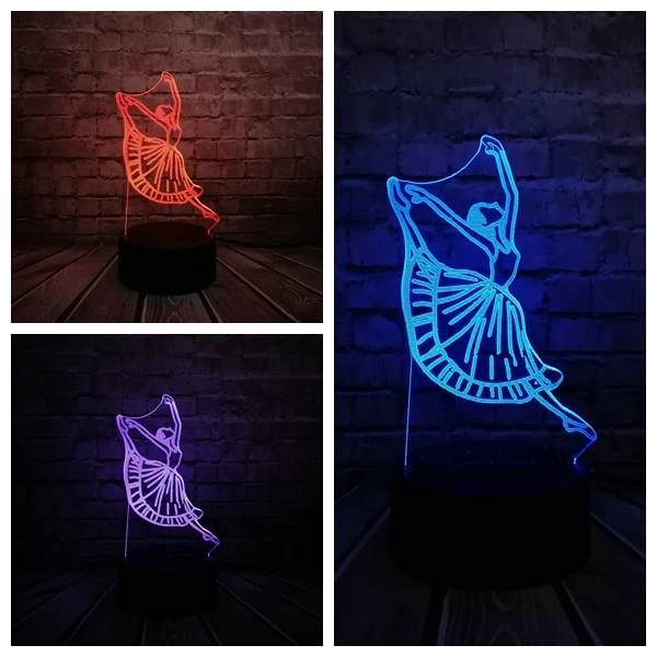 3D LED Lampe - Tänzerin mit bis zu 7 Farben Farbwechsel Effekt