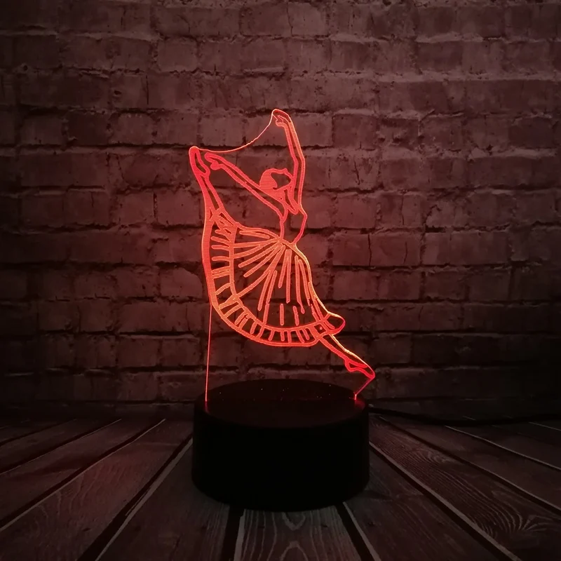 3D LED Lampe - Tänzerin mit bis zu 7 Farben Farbwechsel Effekt
