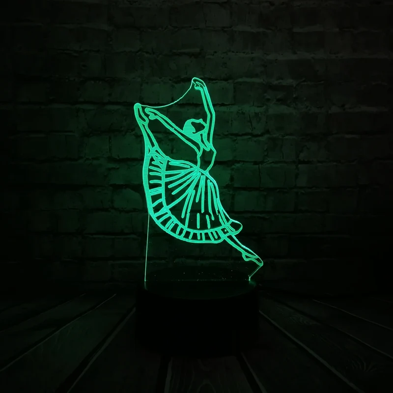 3D LED Lampe - Tänzerin mit bis zu 7 Farben Farbwechsel Effekt