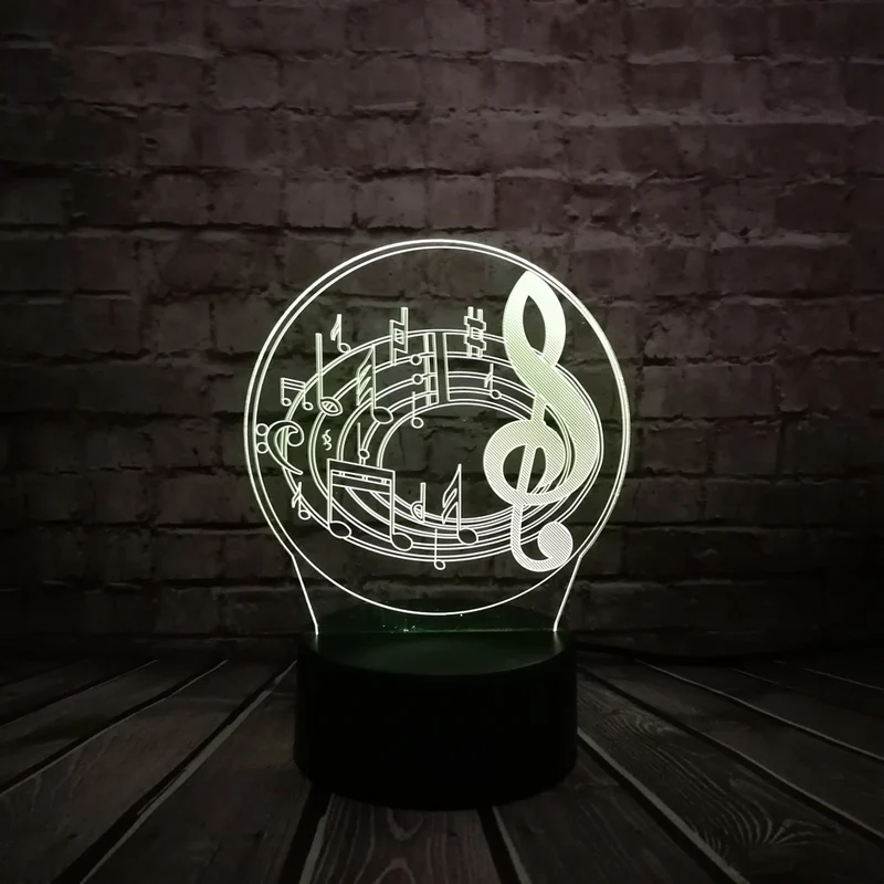 3D LED Lampe im Musik Noten Design - bis zu 7 Farben Farbwechsel
