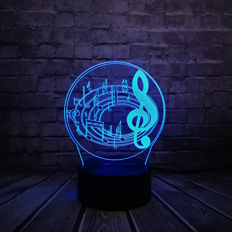 3D LED Lampe im Musik Noten Design - bis zu 7 Farben Farbwechsel