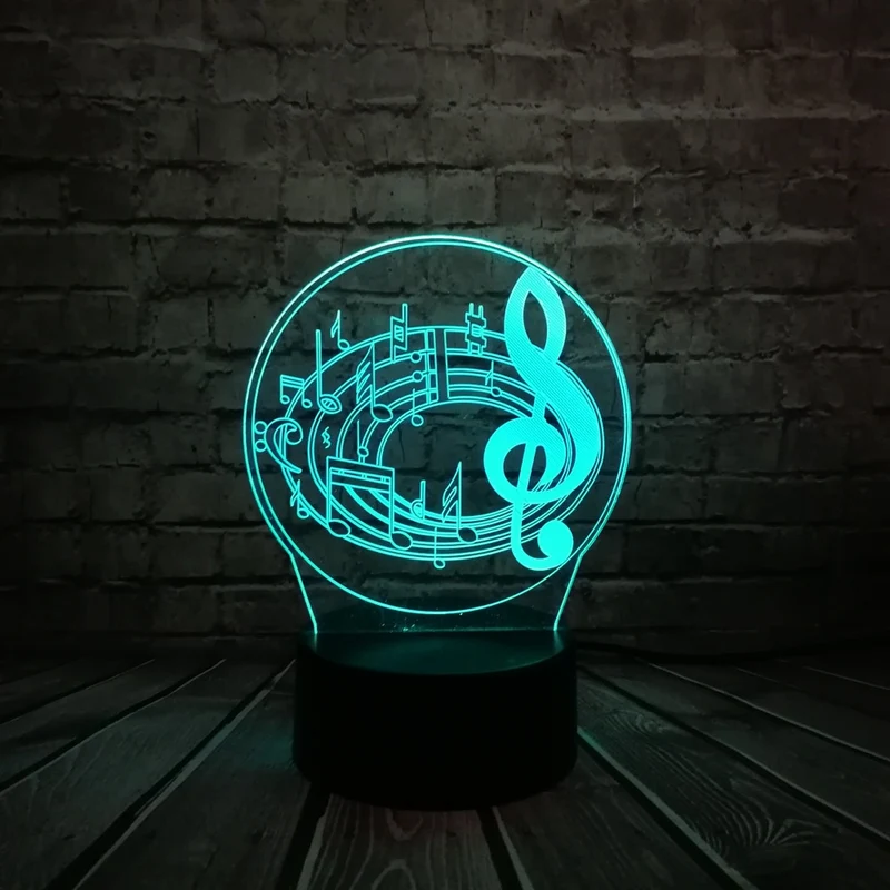 3D LED Lampe im Musik Noten Design - bis zu 7 Farben Farbwechsel