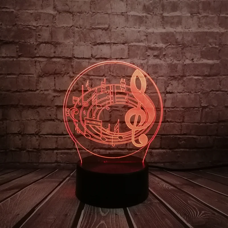 3D LED Lampe im Musik Noten Design - bis zu 7 Farben Farbwechsel