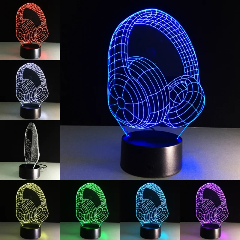 3D LED Lampe im Kopfhörer Design