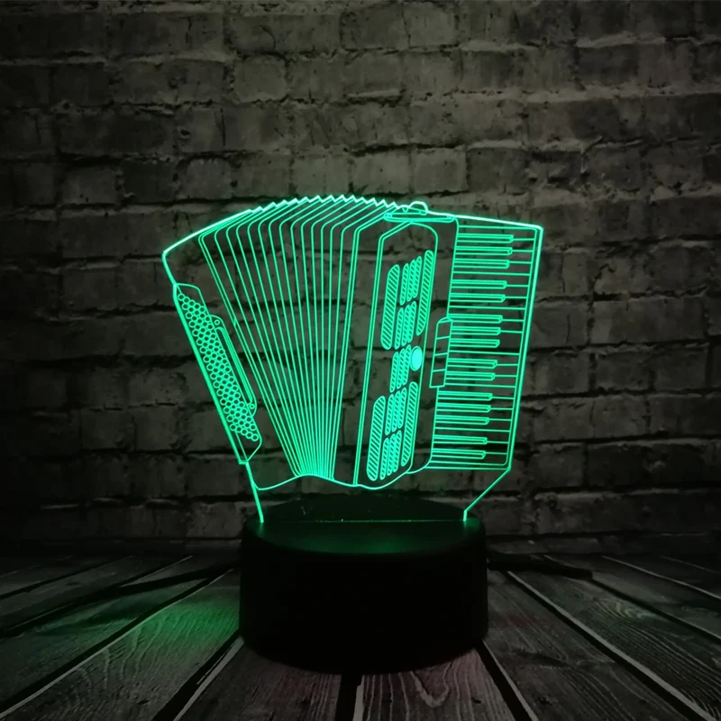 Akkordeon 3D LED Lampe - Farbwechsel Effekt - Nachtlicht - Tischlampe