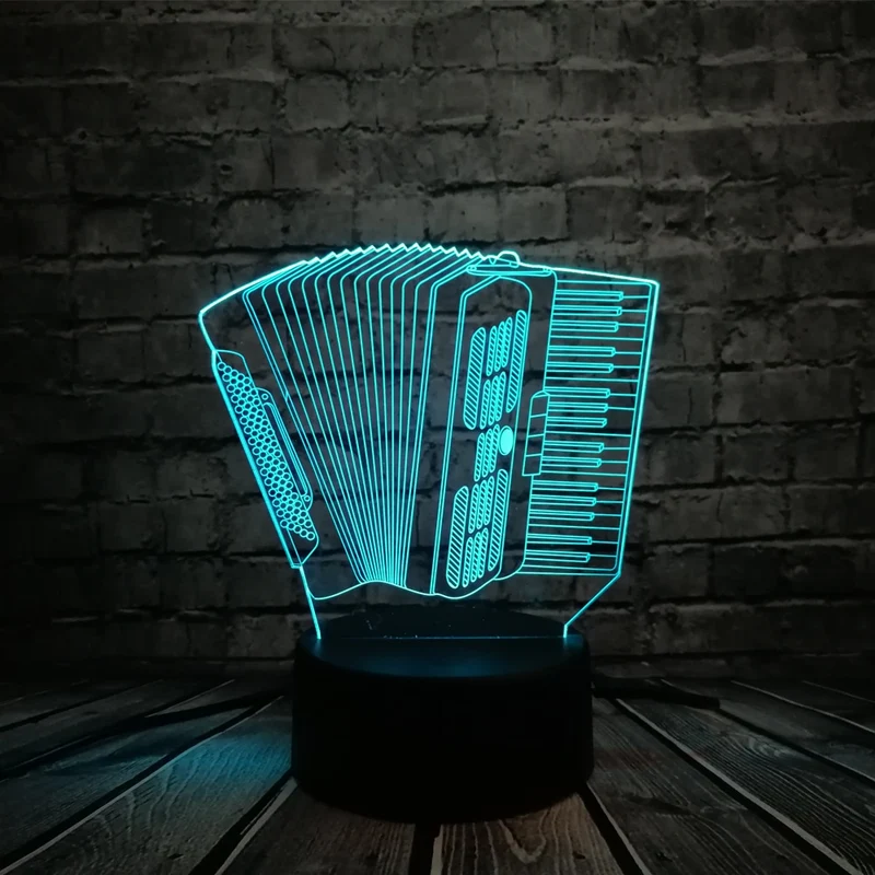 Akkordeon 3D LED Lampe - Farbwechsel Effekt - Nachtlicht - Tischlampe