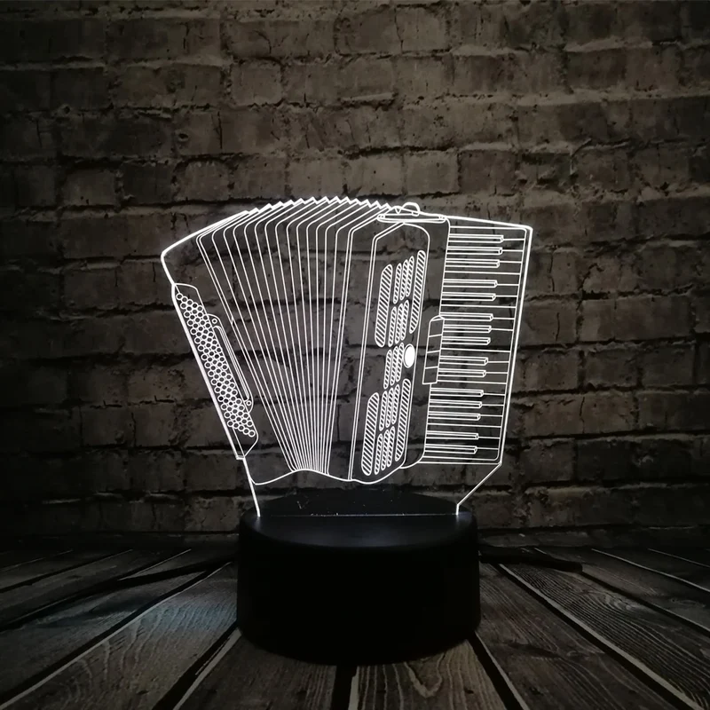 Akkordeon 3D LED Lampe - Farbwechsel Effekt - Nachtlicht - Tischlampe