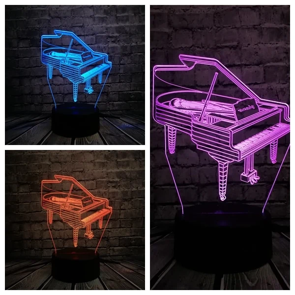 Klavier / Piano 3D LED Lampe mit Farbwechsel Effekt - Nachtlicht - Tischlicht