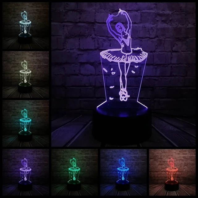 Ballett Tänzerin - Magische 3D LED Lampe mit Farbwechsel Effekt