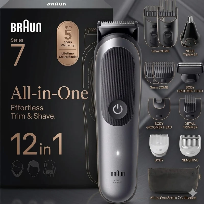 Braun Series 7 All-in-One Trimmer 12in1 Bart Haarschneider Wasserdicht Set