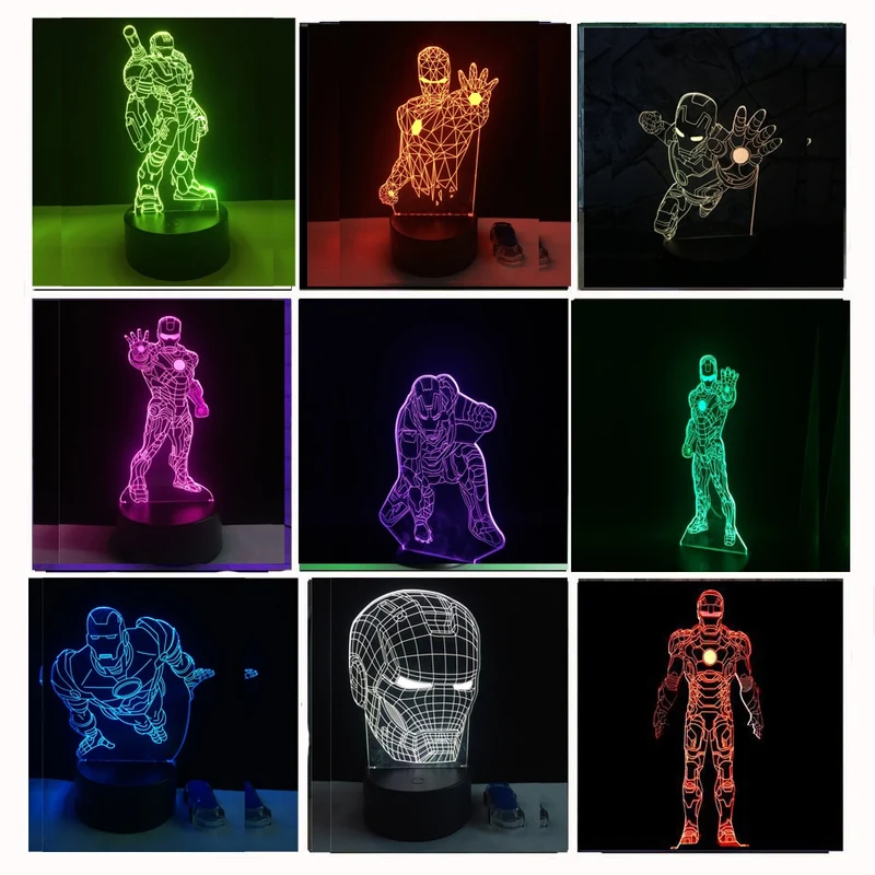 Iron Man Lampe - Tischlampe - Nachtlicht mit 3D Effekt und Farbwechsel