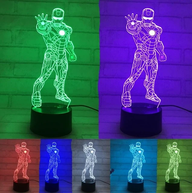 Iron Man Lampe - Tischlampe - Nachtlicht mit 3D Effekt und Farbwechsel