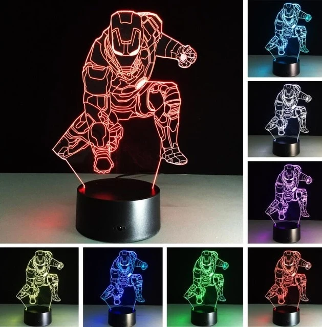 Iron Man Lampe - Tischlampe - Nachtlicht mit 3D Effekt und Farbwechsel