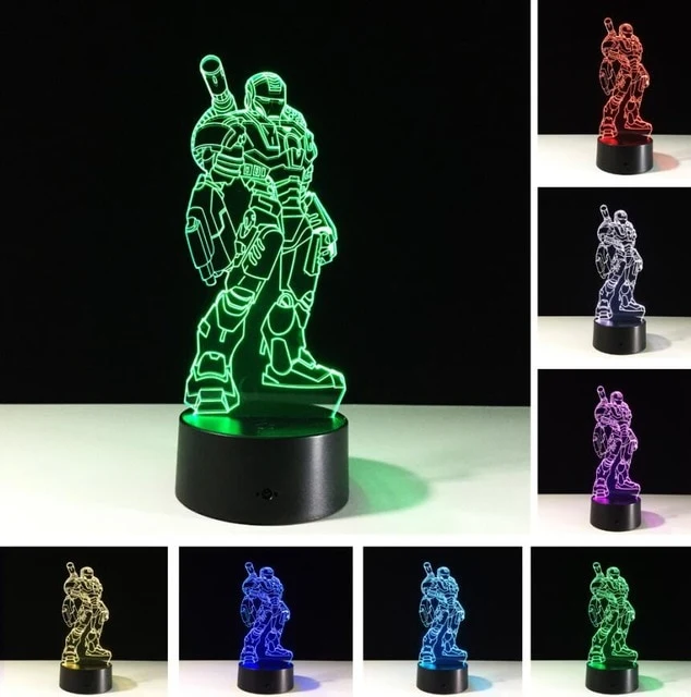 Iron Man Lampe - Tischlampe - Nachtlicht mit 3D Effekt und Farbwechsel