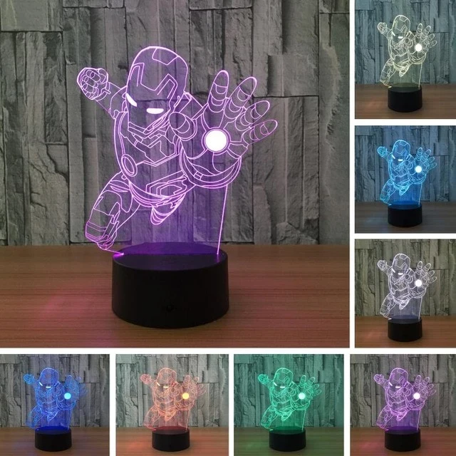 Iron Man Lampe - Tischlampe - Nachtlicht mit 3D Effekt und Farbwechsel