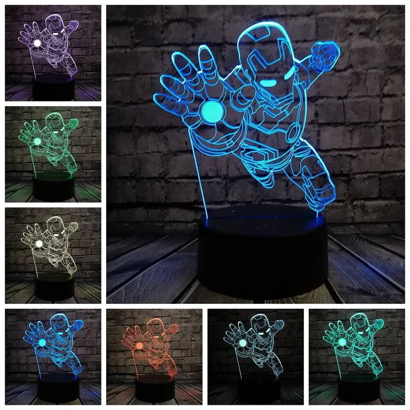 Iron Man Lampe - bis zu 7 Farben - mit magischen 3D LED Effekt