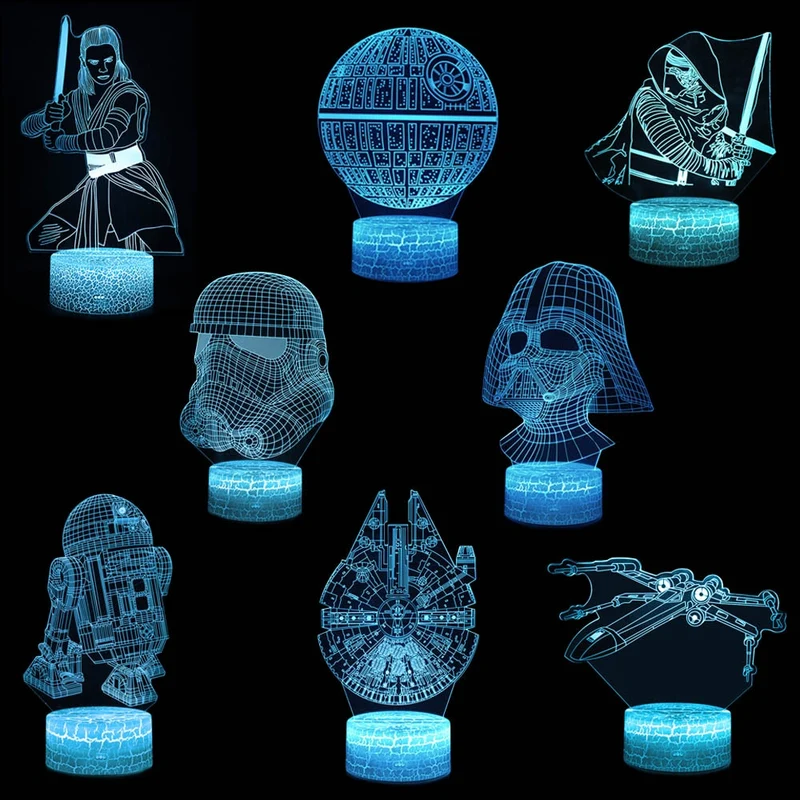 Star Wars R2D2 BB-8, Darth Vader, Todesstern 3D Lampe Nachtlicht