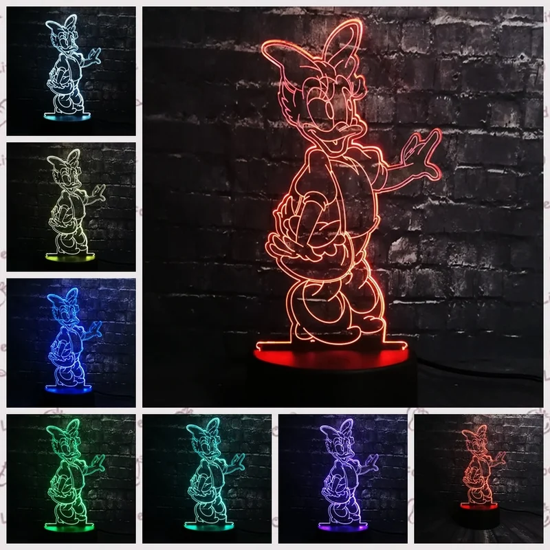 Minnie Maus / Mickey Maus 3D Lampe mit Farbwechsel Effekt