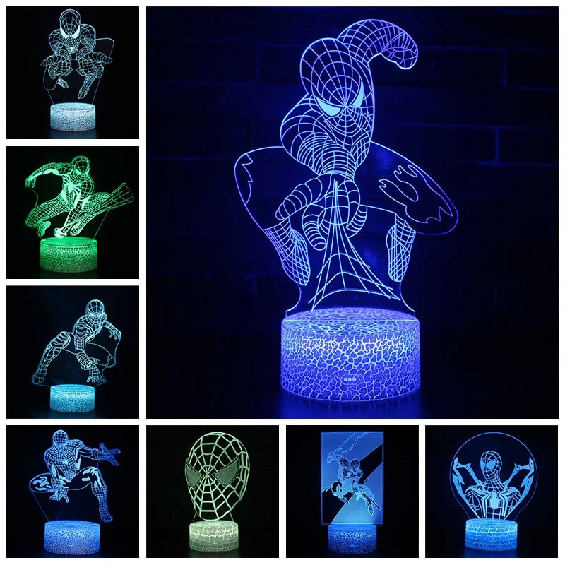 Spider Man Lampe mit magischen 3D Effekt und Farbwechsel bis zu 7 Farben