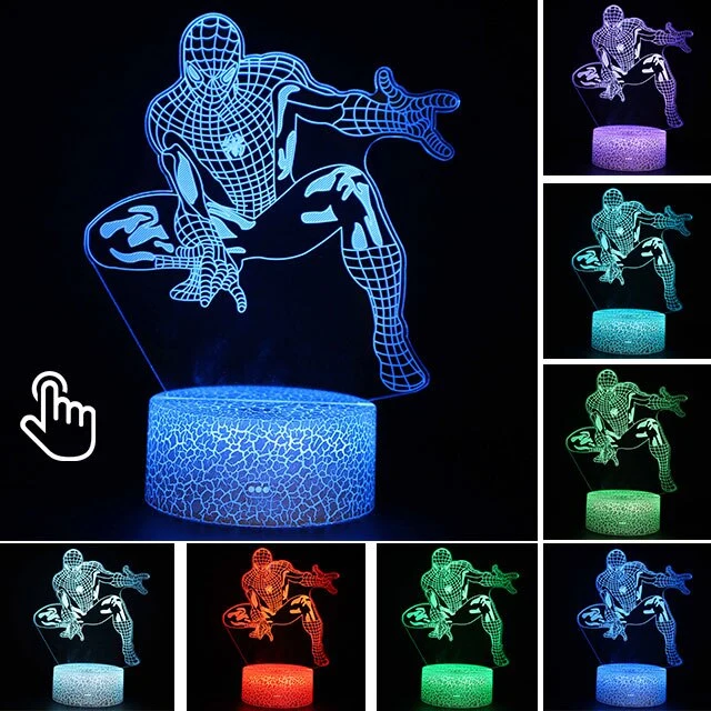 Spider Man Lampe mit magischen 3D Effekt und Farbwechsel bis zu 7 Farben