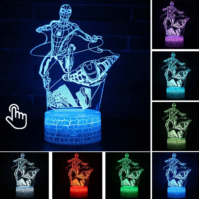Spider Man Lampe mit magischen 3D Effekt und Farbwechsel bis zu 7 Farben