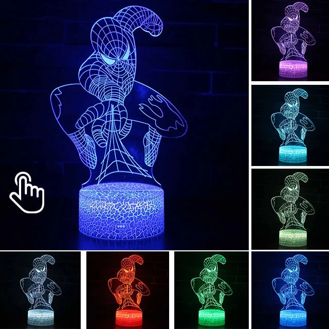 Spider Man Lampe mit magischen 3D Effekt und Farbwechsel bis zu 7 Farben
