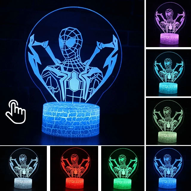 Spider Man Lampe mit magischen 3D Effekt und Farbwechsel bis zu 7 Farben