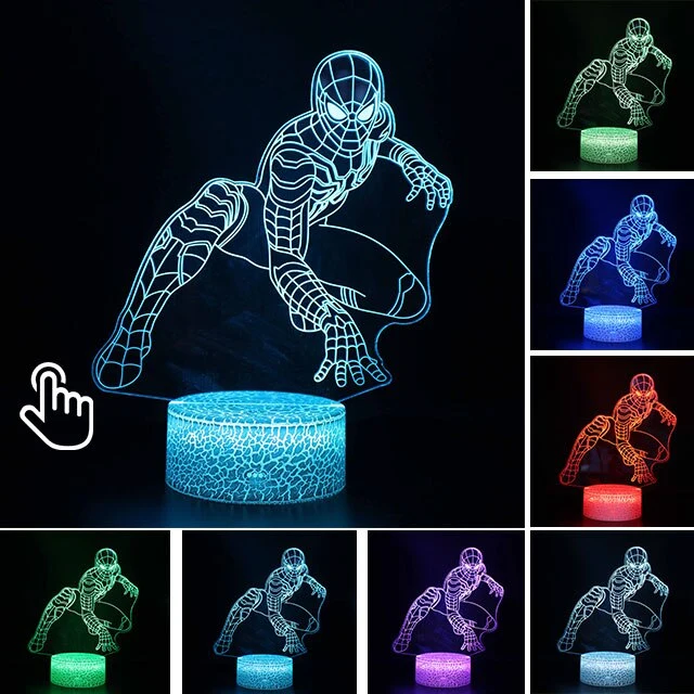 Spider Man Lampe mit magischen 3D Effekt und Farbwechsel bis zu 7 Farben