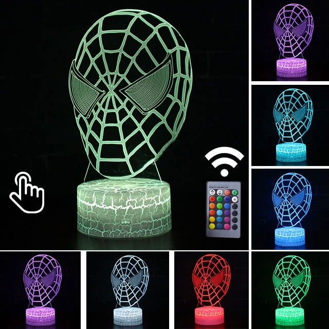 Spider Man Lampe mit magischen 3D Effekt und Farbwechsel bis zu 7 Farben