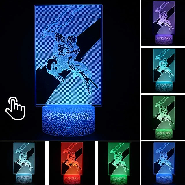 Spider Man Lampe mit magischen 3D Effekt und Farbwechsel bis zu 7 Farben