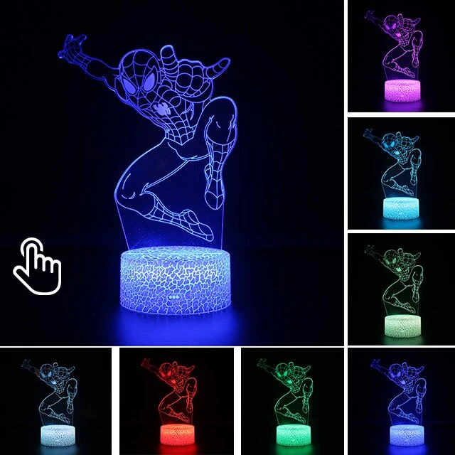 Spider Man Lampe mit magischen 3D Effekt und Farbwechsel bis zu 7 Farben
