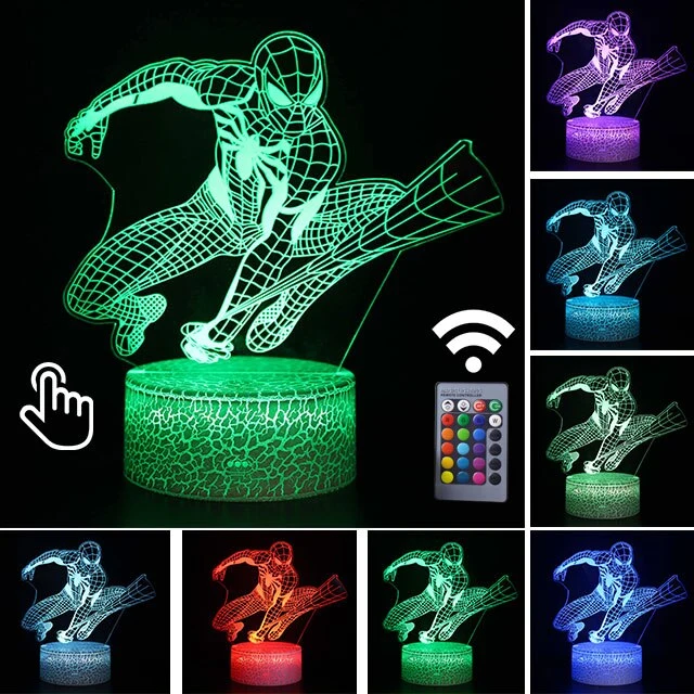 Spider Man Lampe mit magischen 3D Effekt und Farbwechsel bis zu 7 Farben