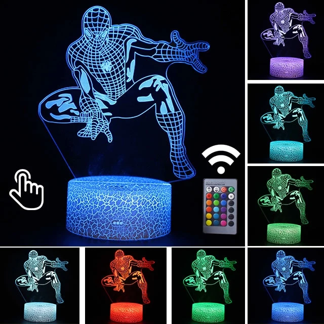 Spider Man Lampe mit magischen 3D Effekt und Farbwechsel bis zu 7 Farben