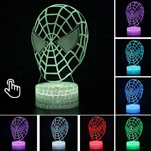 Spider Man Lampe mit magischen 3D Effekt und Farbwechsel bis zu 7 Farben