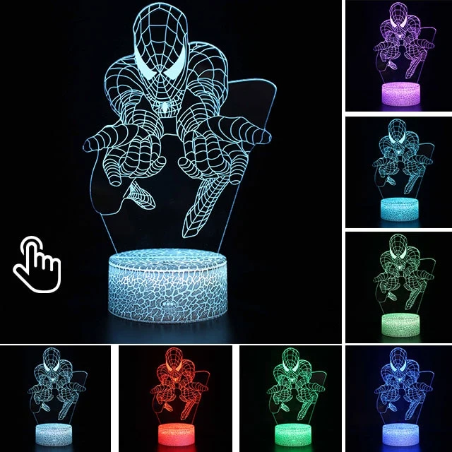 Spider Man Lampe mit magischen 3D Effekt und Farbwechsel bis zu 7 Farben