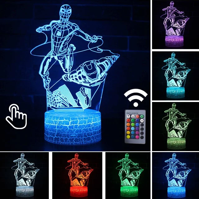 Spider Man Lampe mit magischen 3D Effekt und Farbwechsel bis zu 7 Farben