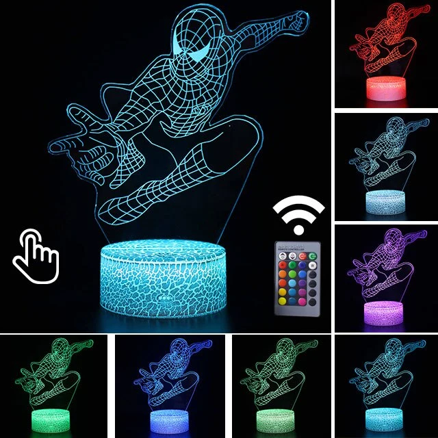 Spider Man Lampe mit magischen 3D Effekt und Farbwechsel bis zu 7 Farben