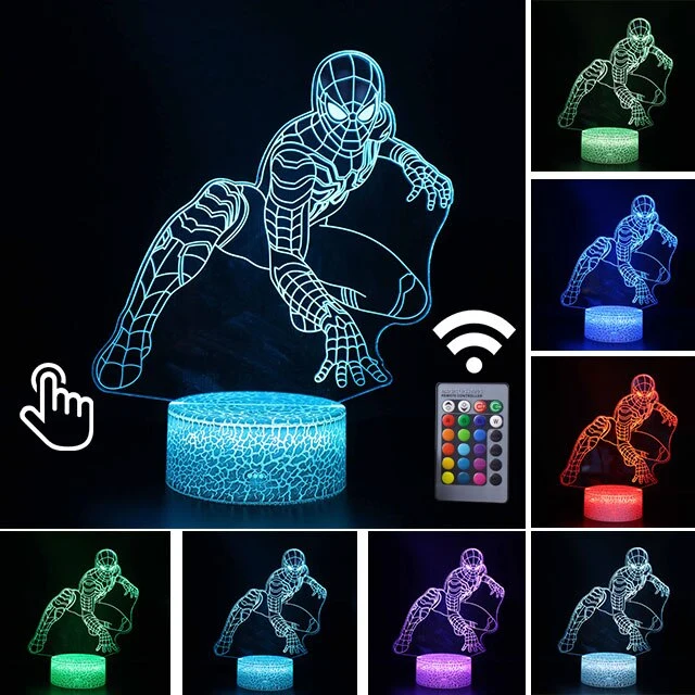 Spider Man Lampe mit magischen 3D Effekt und Farbwechsel bis zu 7 Farben